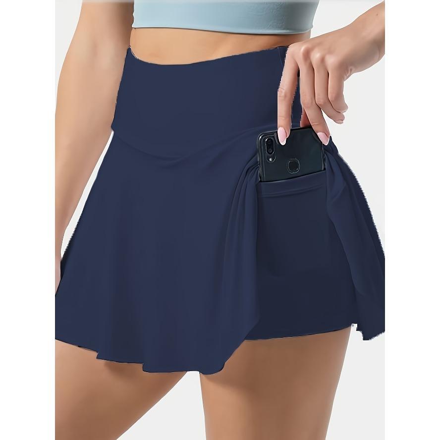 Women's High-Waisted Color Block Tennis Skirt | Slim Fit Sports Skort with Lined Shorts & Pockets for Workout & Casual Wear