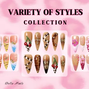 Dolla Nails Variety of Styles COLLECTION – 100% Handcrafted 3D Press-On Nails |   Reusable, Long-Lasting, Salon-Quality