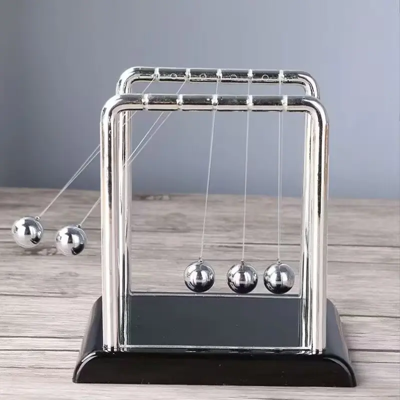 Newton Pendulum Ball Balance Clock, Home and Office Decor, Battery-Free Educational Kinetic Demonstration, Perfect for Learning and Display