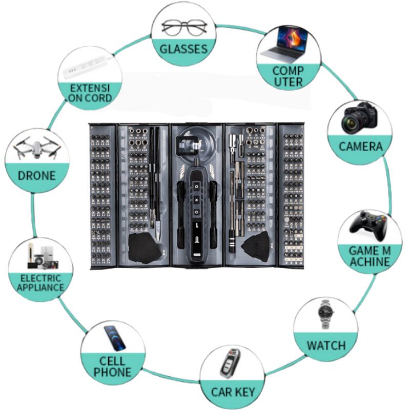 181 in 1 Electric Screwdriver Set, USB Rechargeable Electric Screwdriver with 3 Torque Settings, Professional Repair Tool Kit for Phone/Laptop/Camera/Watch