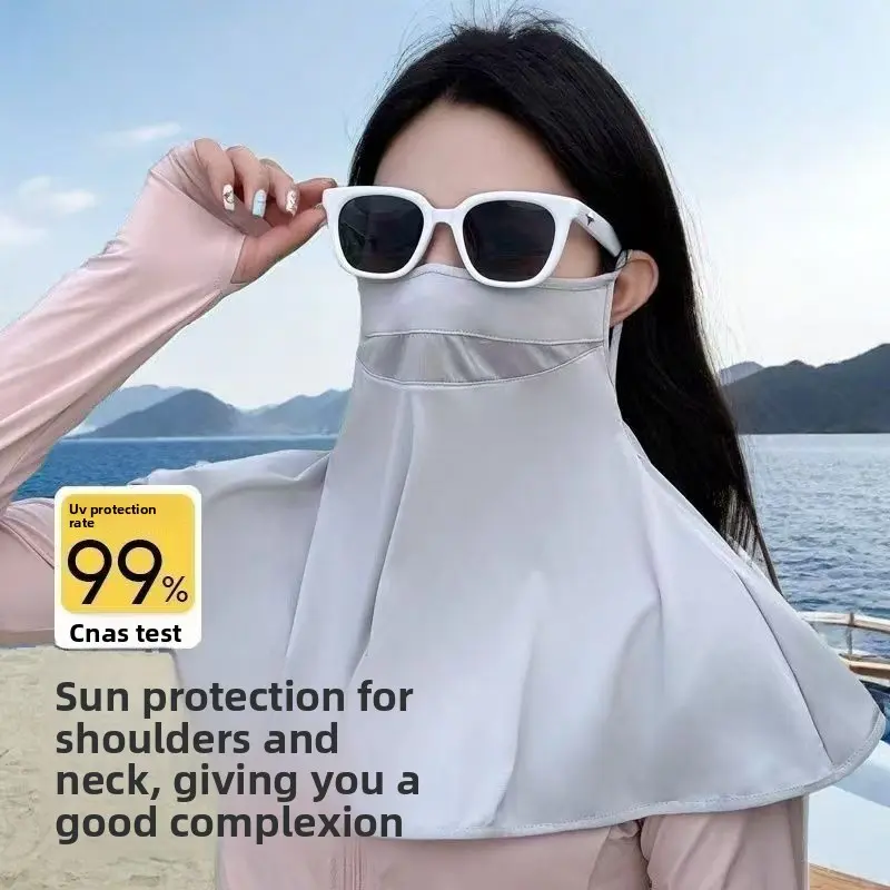 Men's UV Protection Shawl Mask, Breathable Fabric Face and Neck Cover with Ear Loops for Summer Cycling and Outdoor Activities, Male Wear