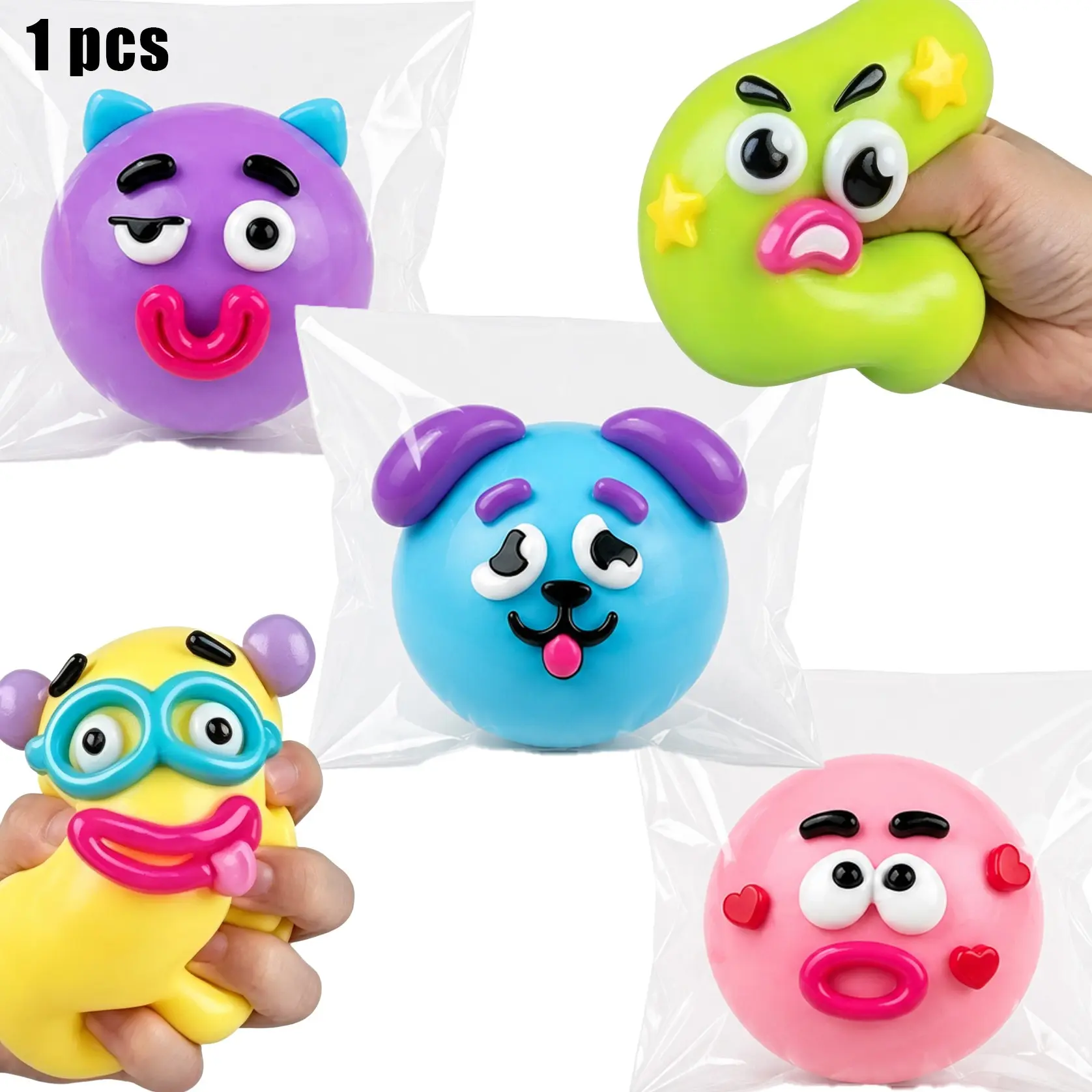 Dog Face Swap Smushers Squishy - Soft, Moldable Slow-Rising Fidget Toy, Actual Stress Reliever with Interchangeable Faces, Tactile Play for Grown Ups