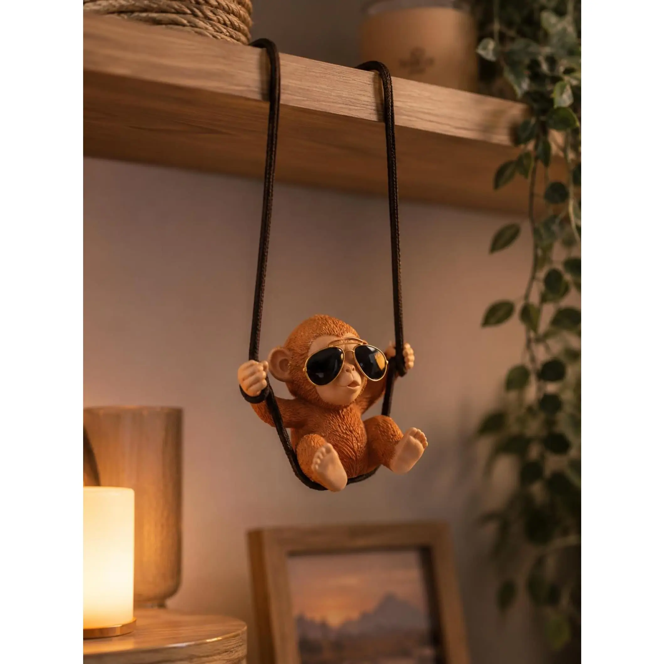 Monkey Car Rearview Mirror Hanging Decor, Cute Ornament, Funny Automotive Accessory, Boho Cozy Interior Gift