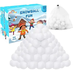 100 Pcs Fake Snowballs Fight Set Soft Artificial Snow Balls with Drawstring Bag for Kids and Adults Indoor Outdoor Snow Toys Christmas Games Party Favors Winter Wonderland Decor Gifts