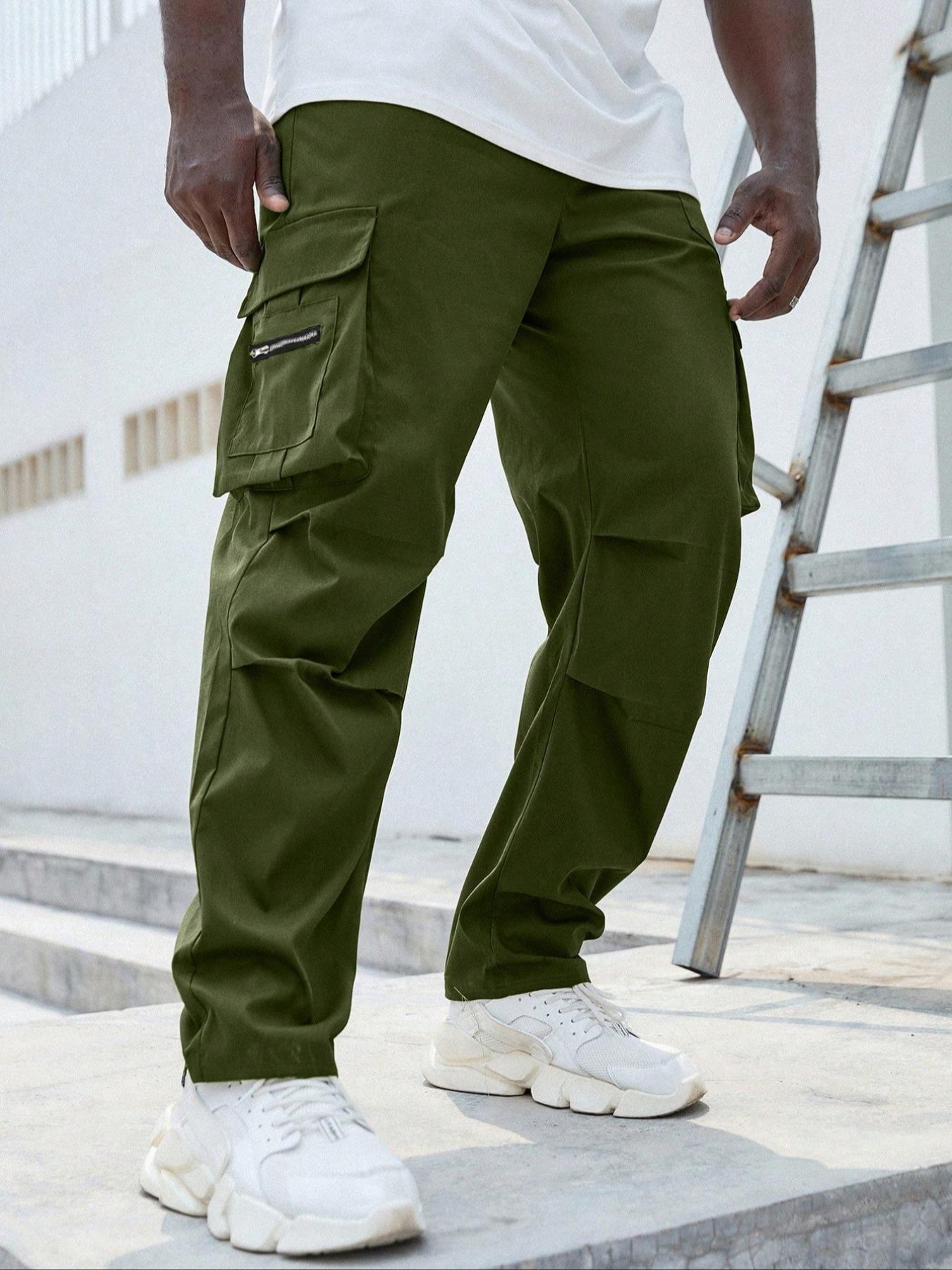 Men's Plus Size Plain Drawstring Waist Cargo Pants, Casual Slant Pocket Design Trousers for Daily Wear, Streetwear Men's Bottoms for All Seasons, Casual Fit Bottoms Men's Plus Size Plain Drawstring Waist Cargo Pants, Casual Slant Pocket Design Trousers for Daily Wear, Streetwear Men's Bottoms for All Seasons, Casual Fit Bottoms