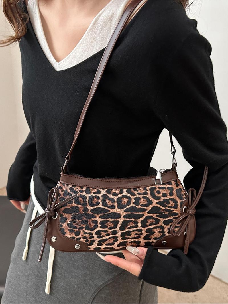 Women's Fashion Leopard Print Crossbody Bag, Casual Versatile Shoulder Bag for Daily Used, Trendy All-match Commuter Bag, Girl Fashionable Shopping Bag