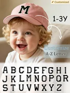 1PC Baby Pink Personalized Alphabet Infant Baseball Hat, Wide Brim Toddler Sun Cap, Kids Adjustable Peaked Cap, Stylish Daily Wear for Playground, Picnic & Trips, Lovely Practical Birthday Gift for Girls Aged 1-3Y
