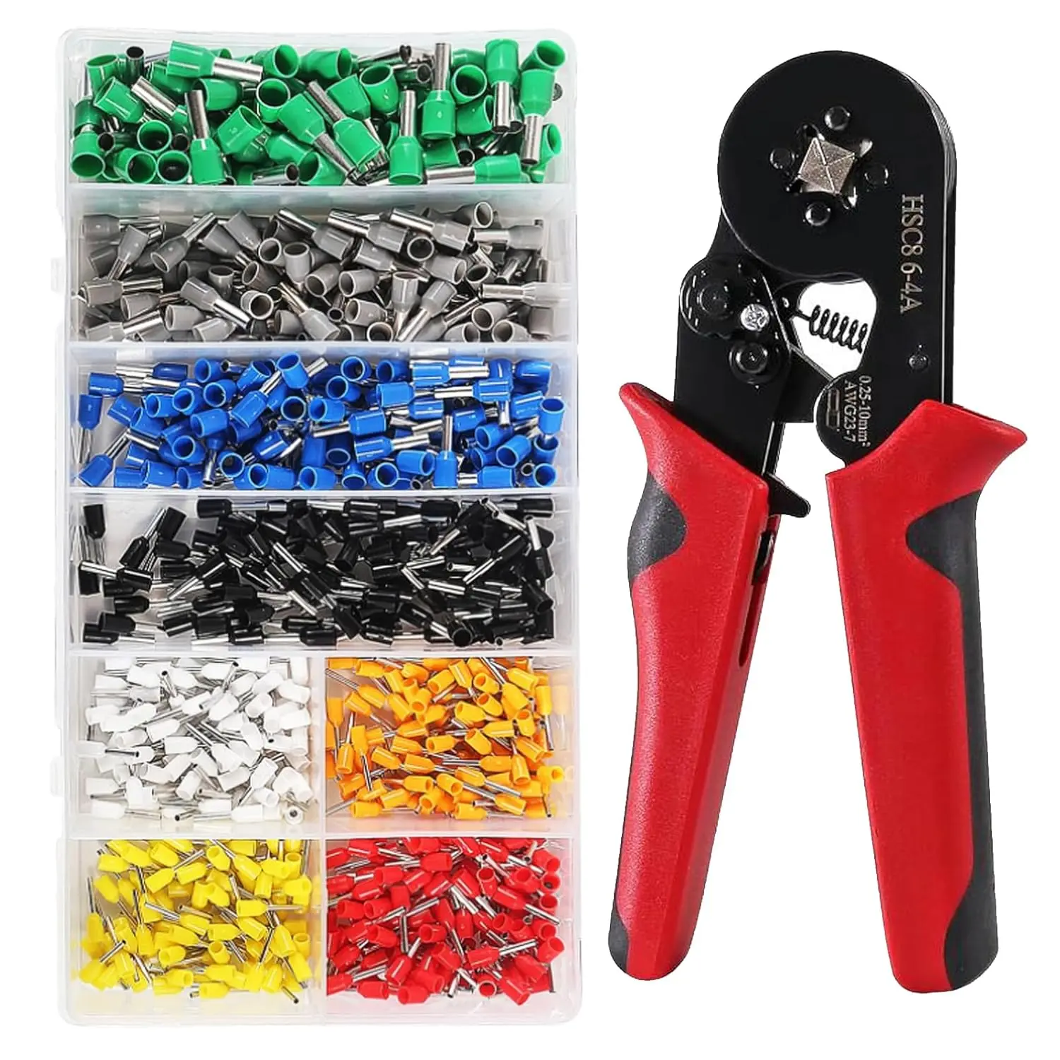 Ferrule Crimping Tool Kit Ratchet Wire Crimping Tool Kit AWG23-7 Self-Crimper Plier With 800pcs Wire Terminals Crimping Connectors Wire End Ferrules Terminals