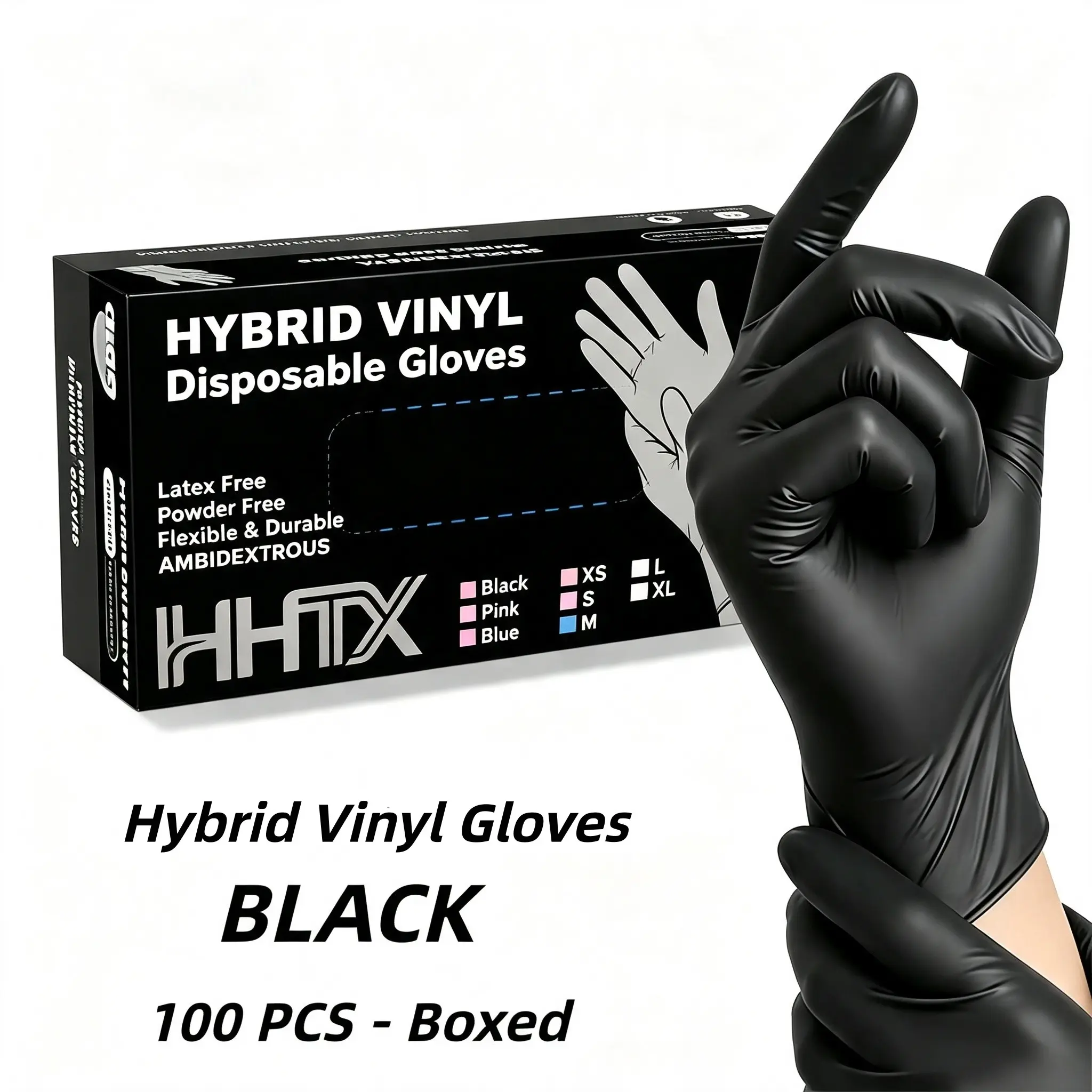 100 Pcs Boxed Mixed Vinyl Disposable Gloves, Comfortable Fit, Ideal for Cleaning, Painting, Pet Care, Dishwashing, Daily Home Use