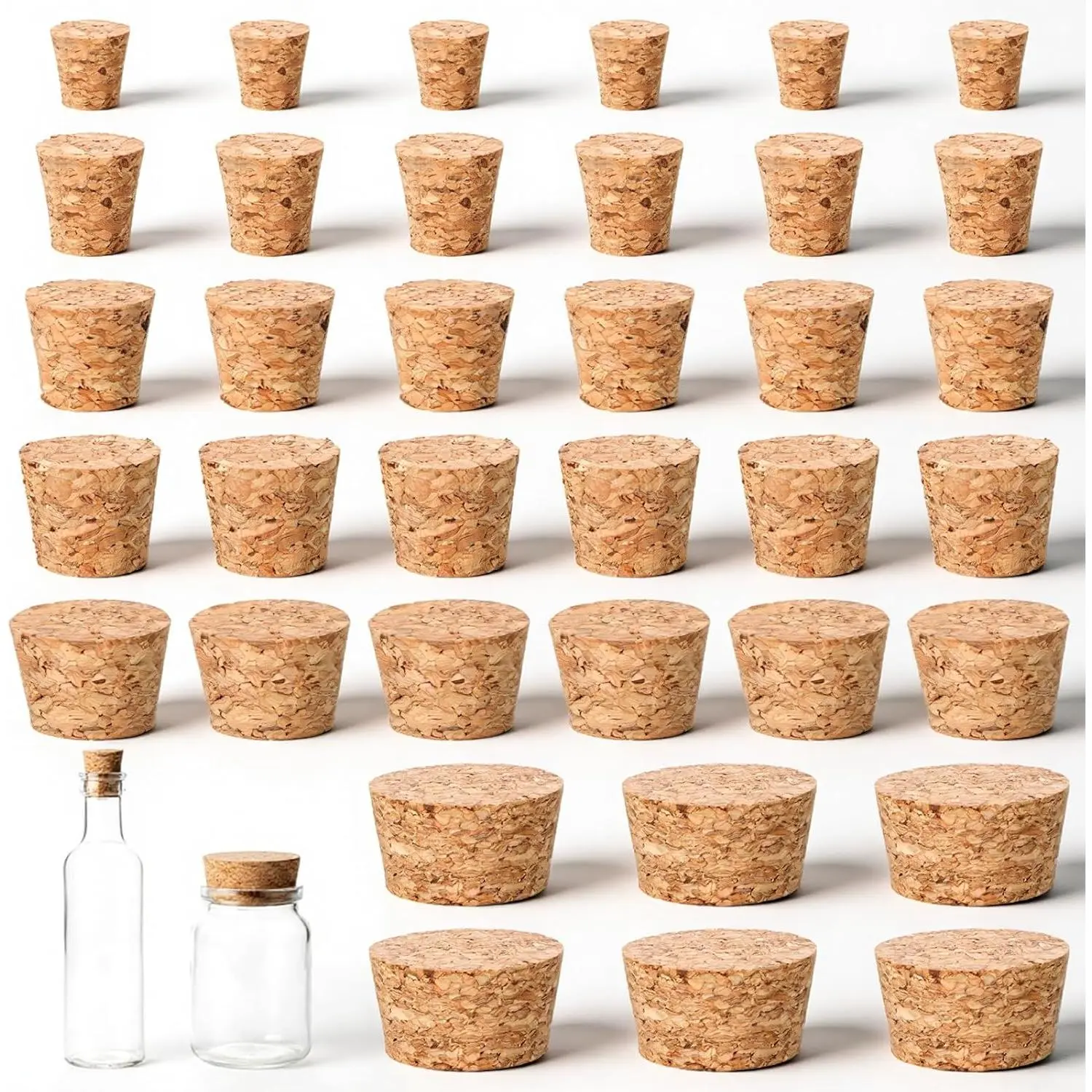 36 count  Cork Stoppers for Glass Bottles, Small Cork Plugs with 6 Sizes, Soft  Tapered Corks for Crafts Salt Pepper  Bottles Laboratory DIY Projects, Airtight Sealing