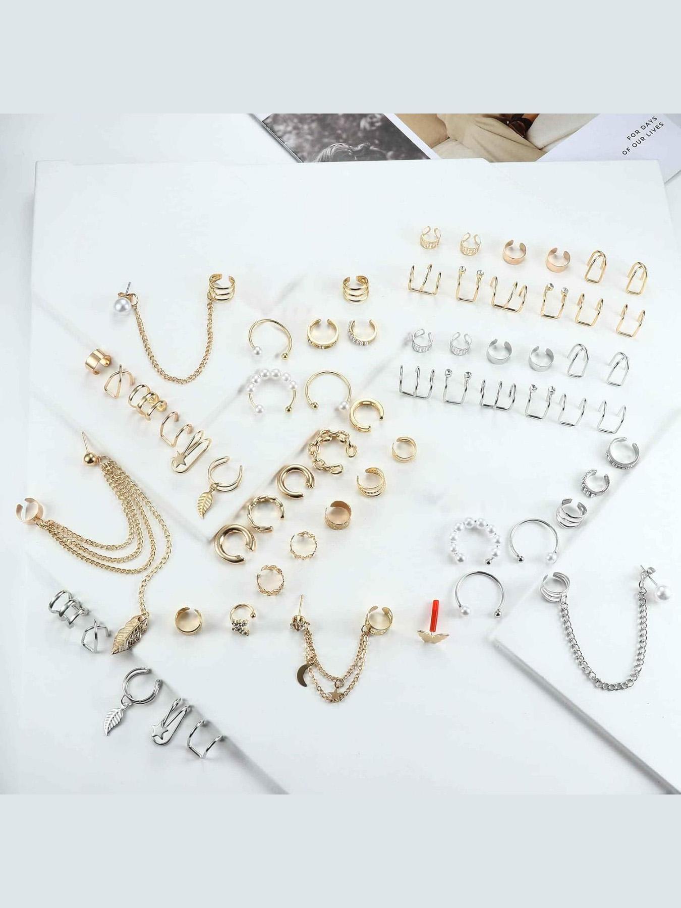 Fashion Ear Cuff Earrings, Non Piercing Earrings, Hypoallergenic Fake Earrings, Clip on Cartilage Earrings for Women, Statement Earrings, Trendy All-match & Exquisite Jewelry for Birthday Gift