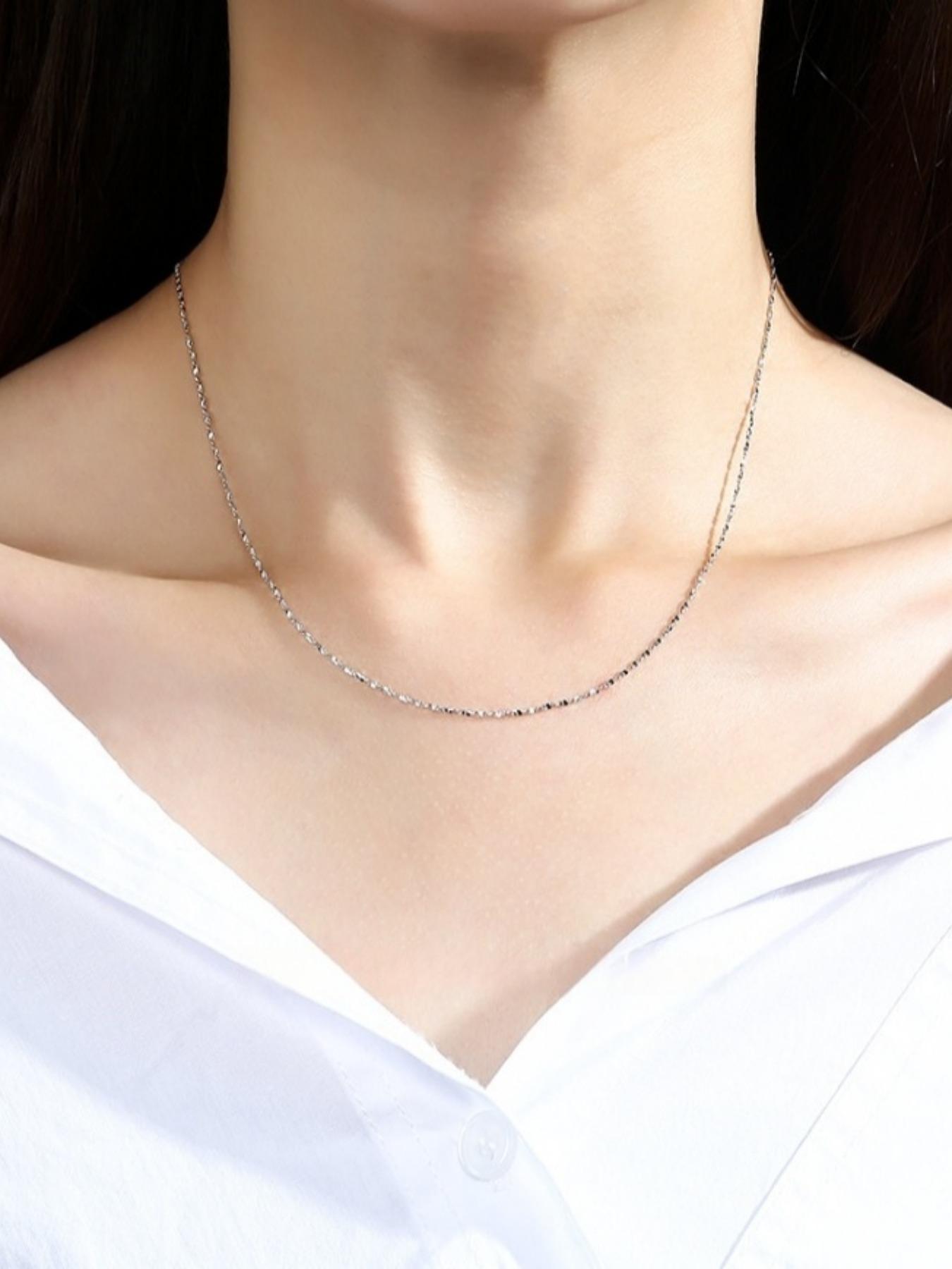 S925 Silver Chain Necklace, Fashion Jewelry for Party, Daily Clothing Decor, Trendy All-match & Exquisite Jewelry for Birthday Gift, Adjustable Necklace