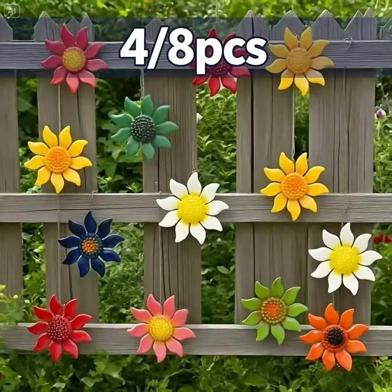 4/8pcs bright metal artificial Sunflower flowers wall decor, Faux Flower Decorations, Decorative Ornaments suitable for indoor and outdoor decoration – an ideal choice for home, living room, wedding arrangements, and festive celebrations