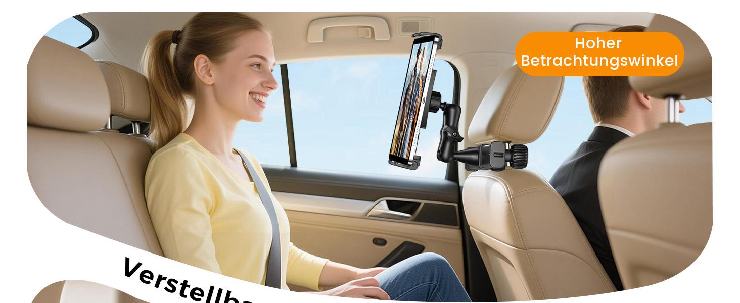 OHLPRO Tablet Holder Car Headrest [Ball Bearing Arm + Metal Folding Clamp] Universal Car Tablet Holders Travel Accessories Children Compatible with All 5-13 Inch iPad Mobile Phones Switch Sumsung