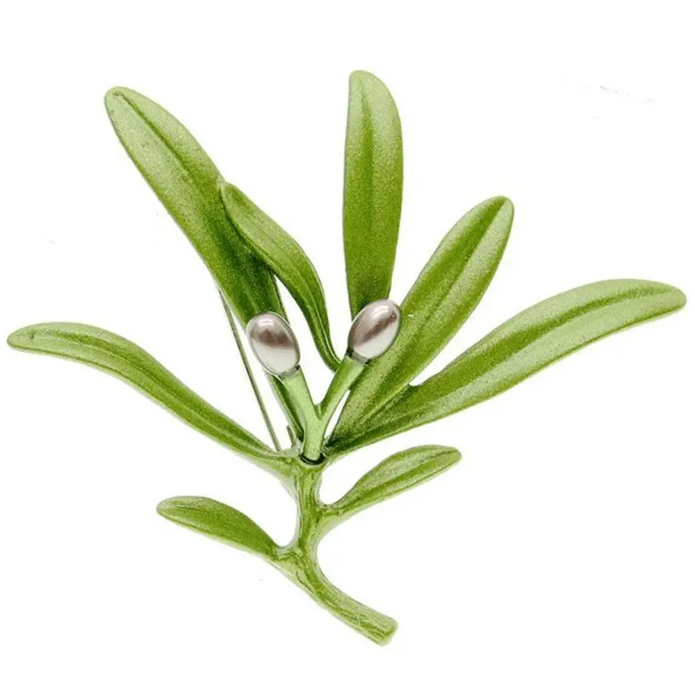 Green Olive Branch Brooch Pearls Accessories for Dresses Coats Perfect Gift