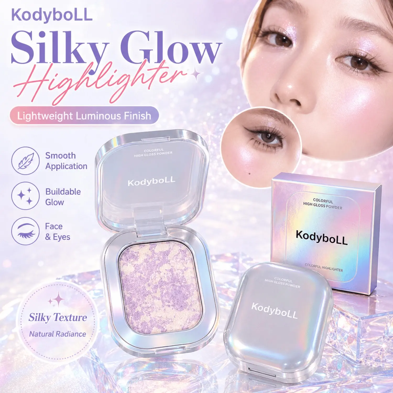 High Gloss Glitter Foundation, Long-Lasting Makeup, Longwear Makeup, Fine Sparkle Burst, Smooth Hydrating Finish, Hydrate, Won't Smudge Easily