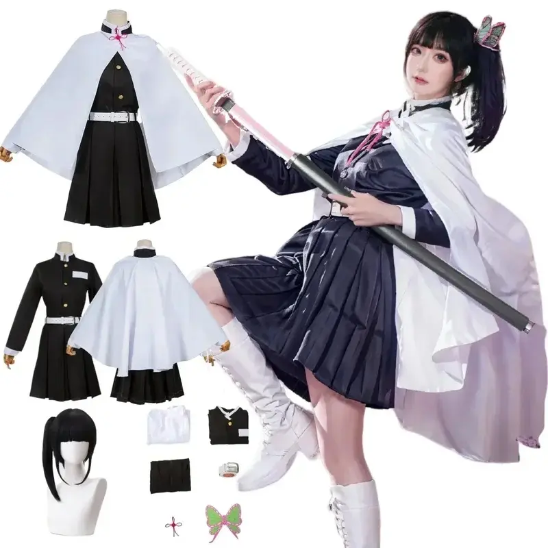 Tsuyuri Kanao Cosplay Costume Adult Kid Anime Uniform Women Kimono Haori Wig Halloween Clothes