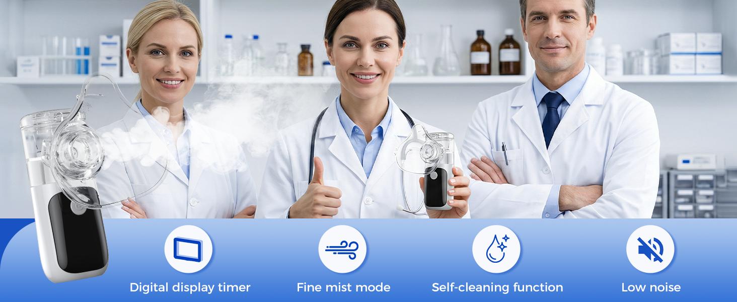 Nebulizer Machine for Adults and Kids, Portable Handheld Mesh Inhaler Ultra-Quiet Rechargeable with Auto-Clean, Fast Mist, Compact Travel Size for Home, Travel and Daily Use