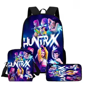 3pcs Cute -Cartoon Girl Print 4pcs Backpack Set for School Daily And Outdoor Use