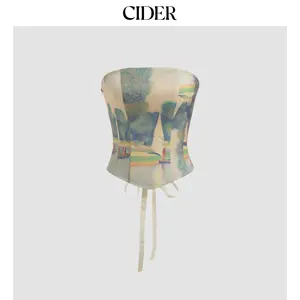 Cider [size 0-10] Abstract Painting Lace Up Corset Tube Top SummerFinds