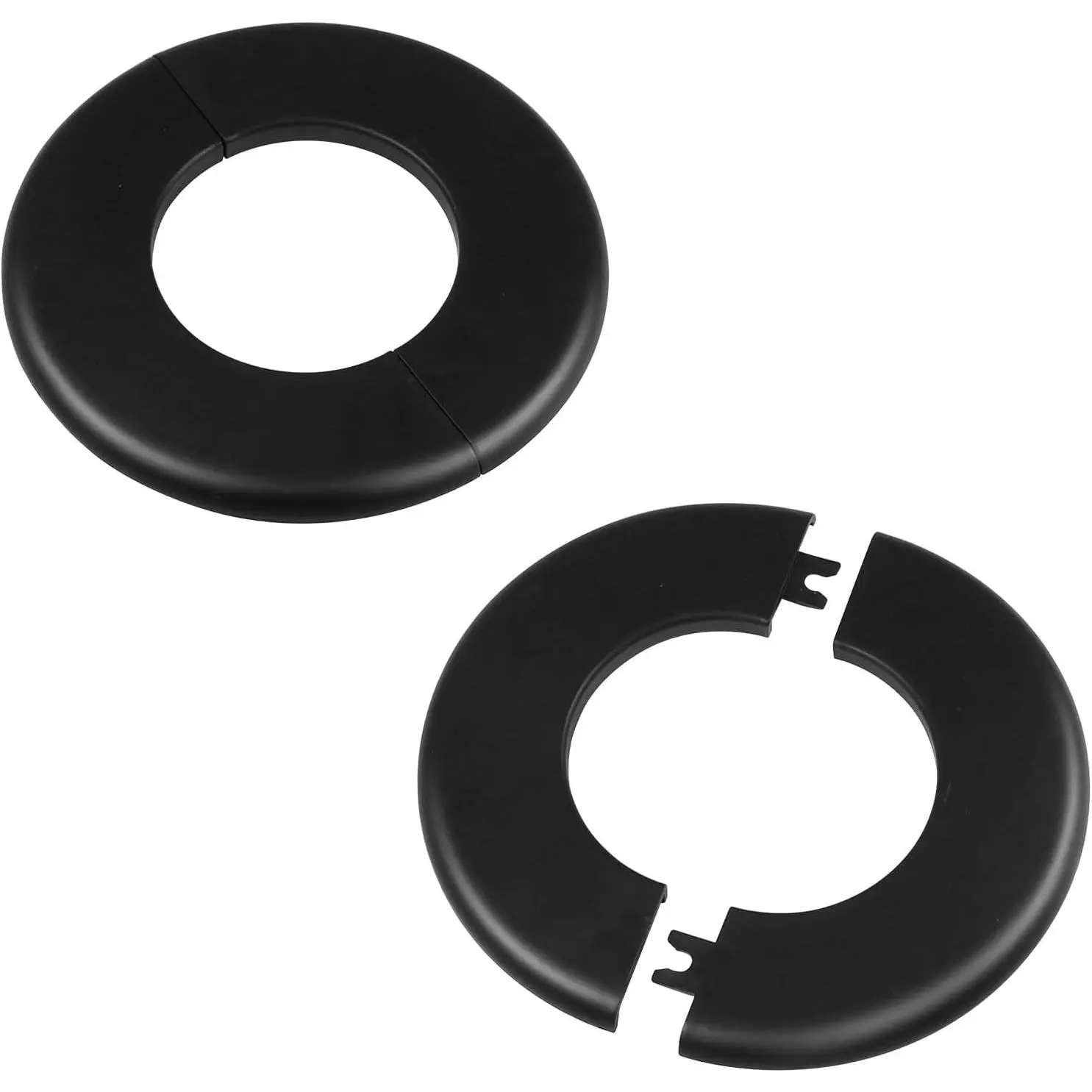 2Pcs Wall Split Flange for 2.5"/64mm Diameter Pipe ABS Round Self-Adhesive Escutcheon Plates 5.1"/130mm OD Plumbing Cover Plates Cover for Water Pipe Faucet Wall Hole Decoration Accessories (Black)