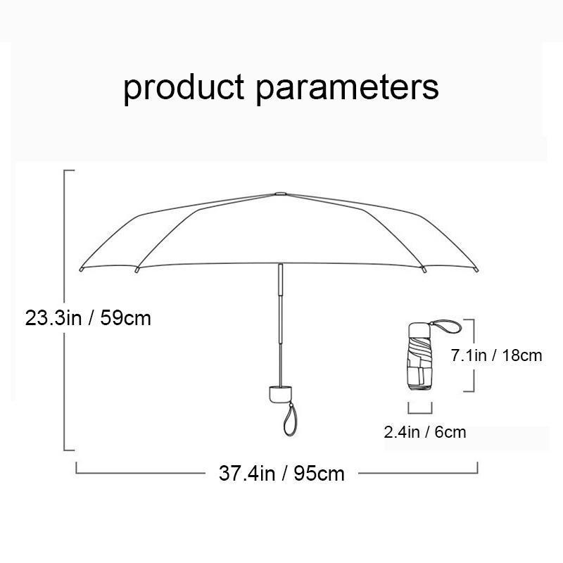 Portable Foldable Umbrella, 1 Count Lightweight Waterproof Pocket Umbrella, Dual-Use Rain and Sun Umbrella for Outdoor Travel, Camping and Running, Rainproof Umbrella