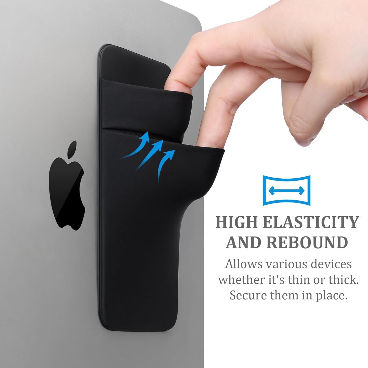 Portable Hard Drive Sleeve for Laptop, 2-Pocket Stick on Pouch with  Adhesive, for San Disk, , Crucial External Solid State Drive SSD Hard Drive Carrying Case Organizer, Black