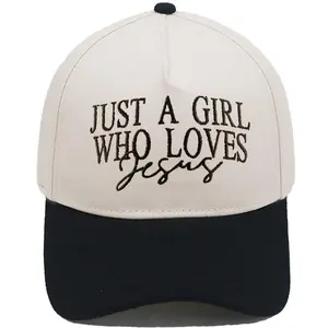Aesthetic Embroidered Just A Girl Who Loves Jesus Adjustable Cotton Baseball Cap Trendy Christian Sun Protection Hat For Women Daily Church Outdoor Travel Wear