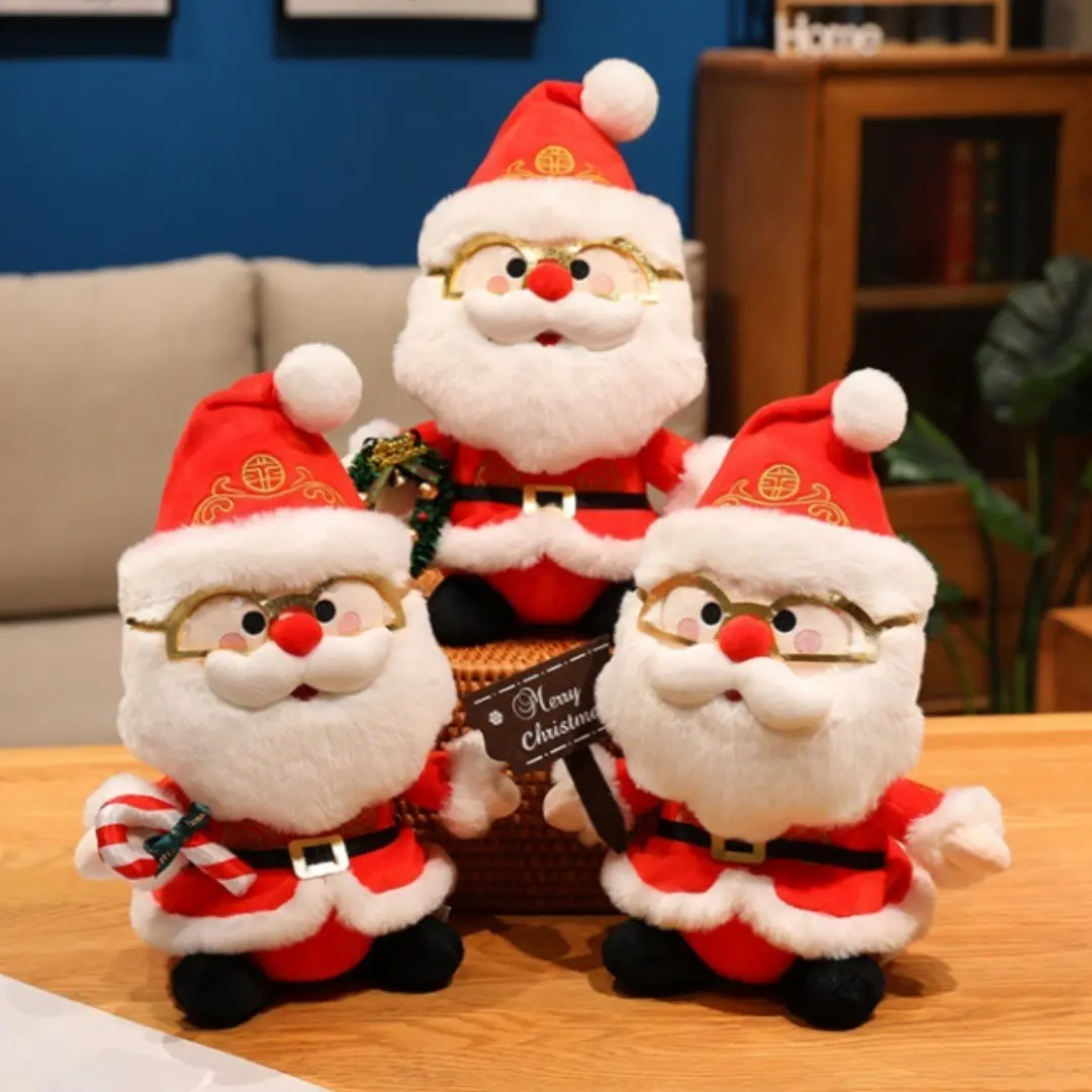 Christmas Santa Plush Figurine Set – Soft Small Holiday Ornament for Home Festive Decor, Cozy Gift for Christmas Lovers & Collectors, Warm Yule Vibe
