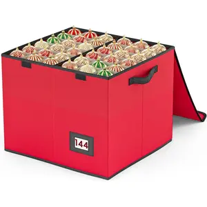 Littleox Large Christmas Ornament Storage Box with 3 Inch 144 Slots Durable Xmas Holiday Ornament Container for Home Christmas Decoration Storage and Organization