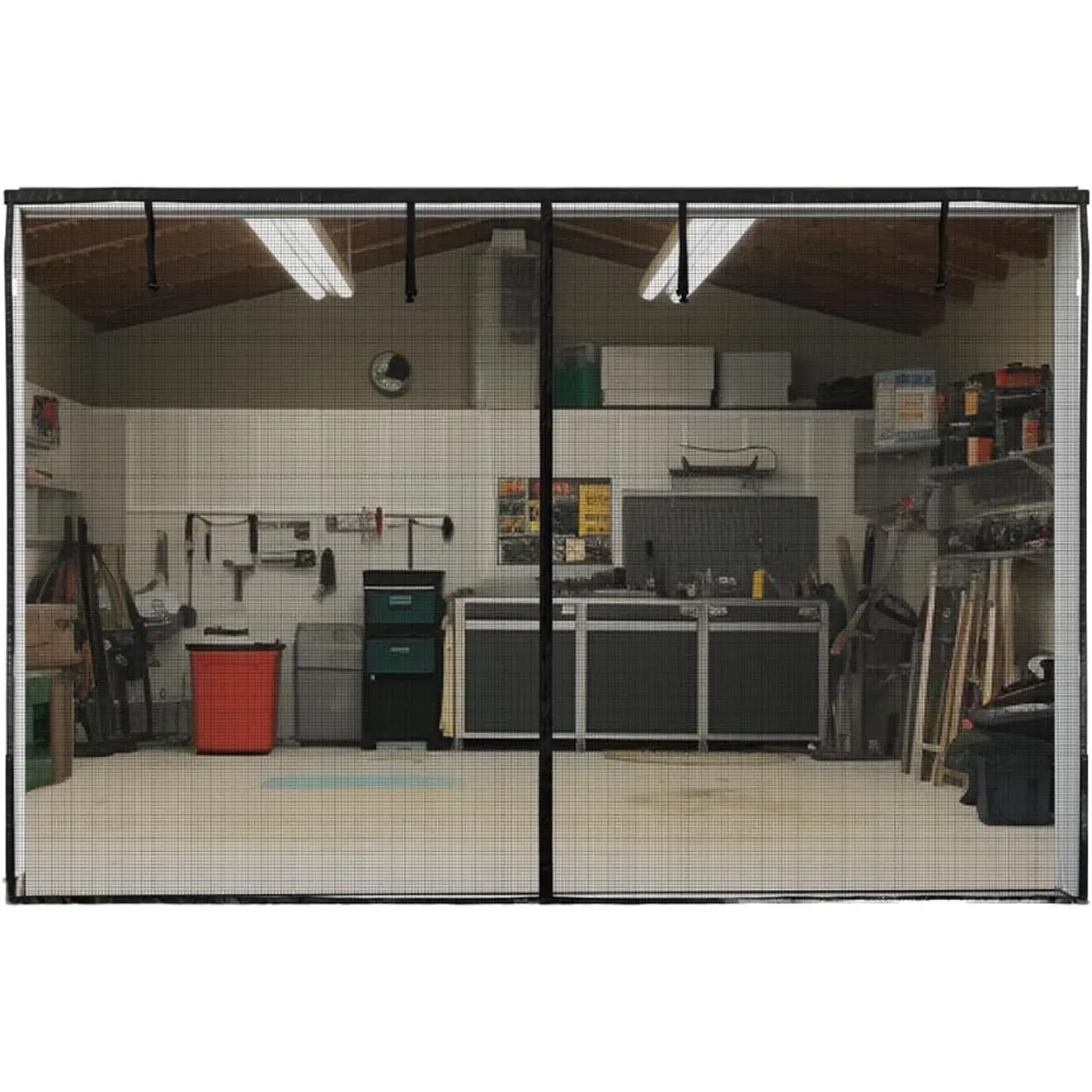 Garage Screen Door 8x7 Ft: Heavy Duty Magnetic Closure Garage Door Screen 1 car, Retractable Roll Up Garage Net Screen for Patio, Hand-Free, Easy Install, Keep Bugs Out & Air in