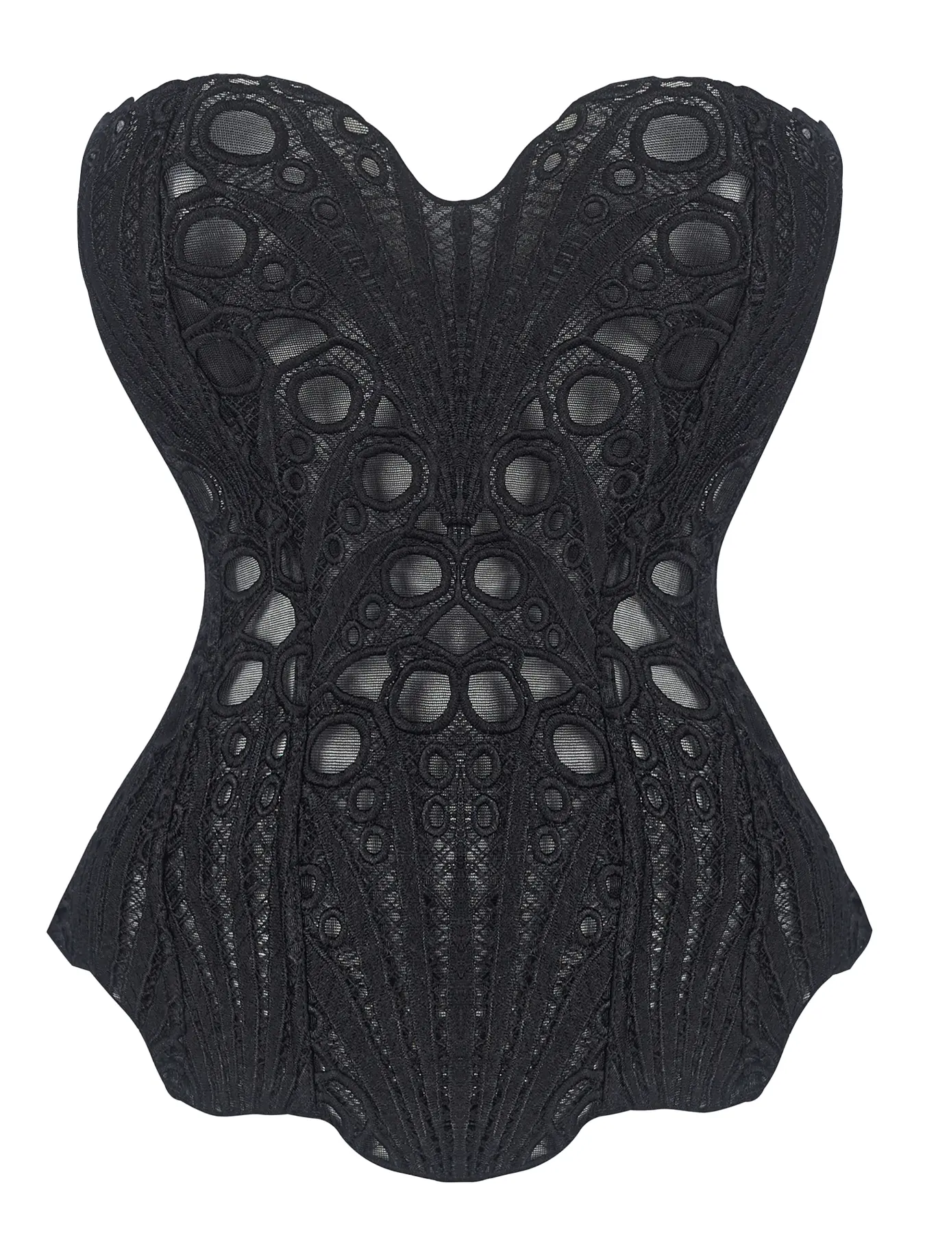 Women's Underwear Random Pattern Lace Up Shapewear Tube Top, Elegant Contrast Lace Corset Top, Tummy Control Shapewear for Women