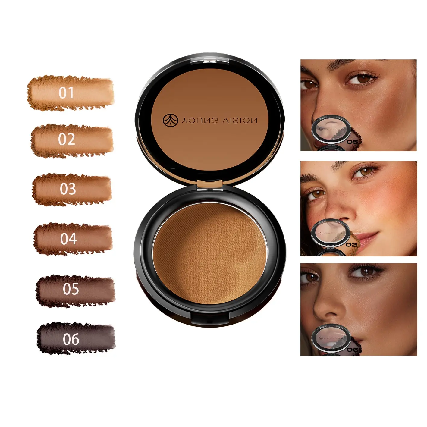 Matte Bronze Contour Powder, Forehead Nose Shadow All-In-One Contour Palette, 6 Colors Available, Multi-Functional Makeup Blush, Bronzers