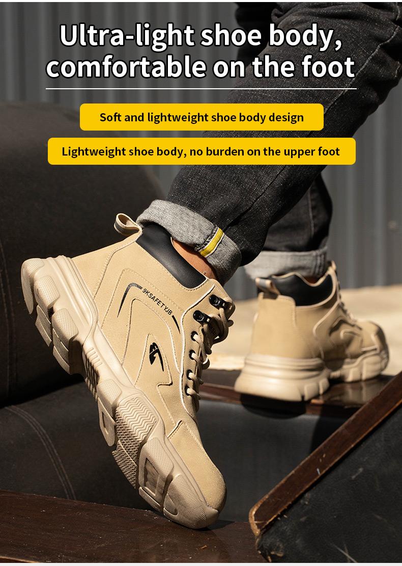 Men's Durable High-Top Steel Toe Safety Shoes, Slip-Resistant, Anti-Puncture, Anti-Crush, Suitable for Work, Industry, Construction, Security, Comfortable & Breathable, Warm for Autumn/Winter Product Model：9193
