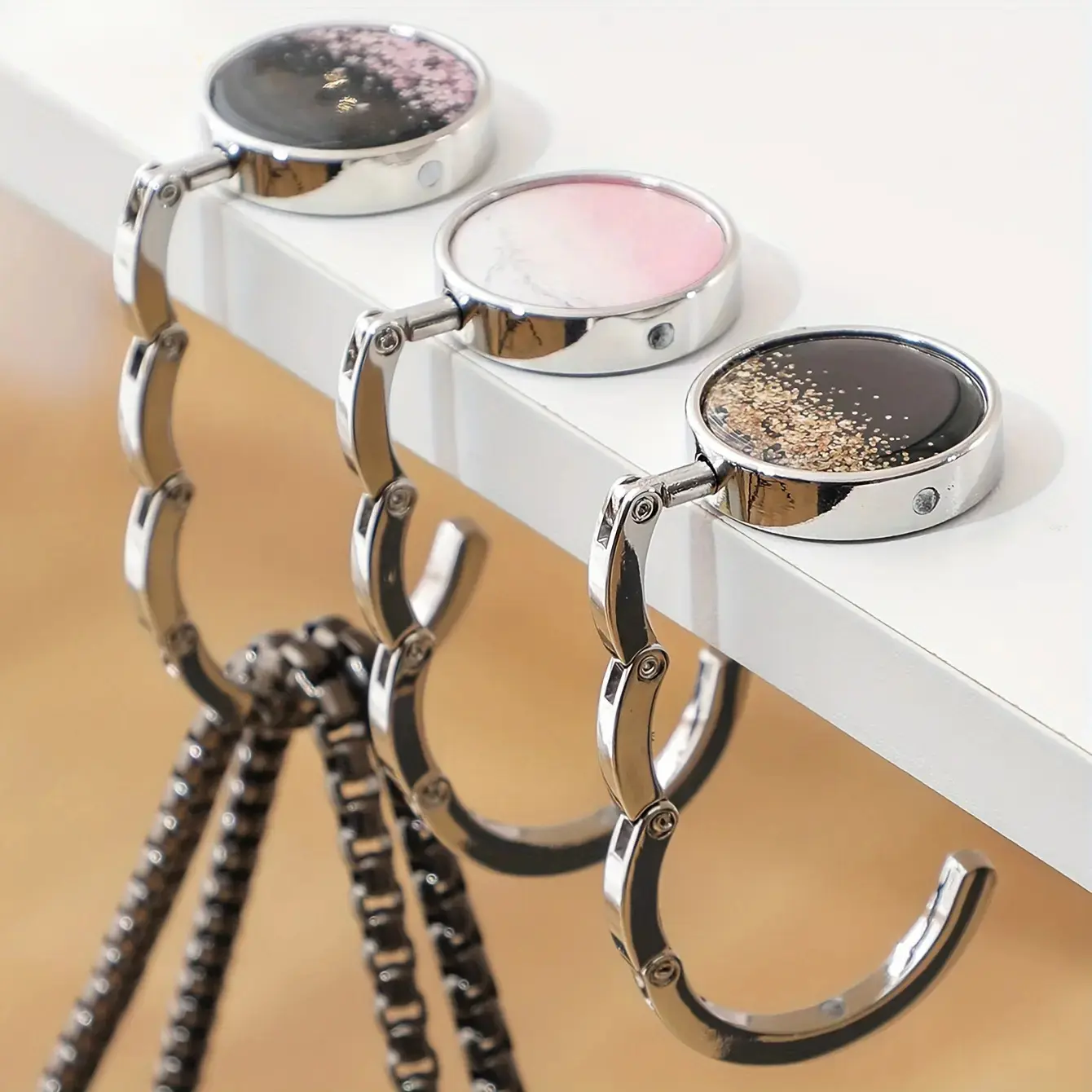 Zinc Alloy Foldable Purse Hook with Vintage Cherry Blossoms, Small Handbag Hanger for Travel and Outdoor Use - Multiple Pieces, Purse Hanger For Table, Outdoor Travel, Small Foldable, Bags Holder, Carry Purse Hook