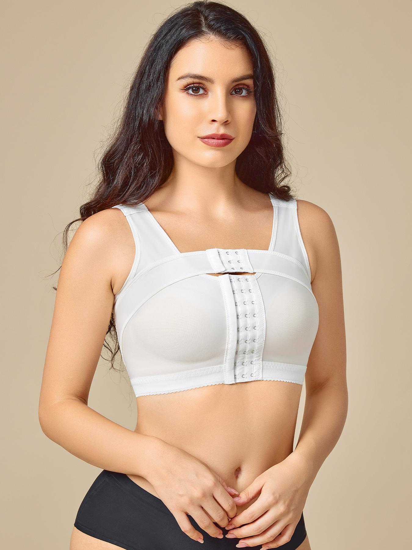 Women's Plain Hook Closure Buckle Front Lingerie Top, Push Up Bra, Supportive Wireless Bra, Comfortable Compression Adjustable Support Straps Lingerie Top, Women's Underwear for All Seasons