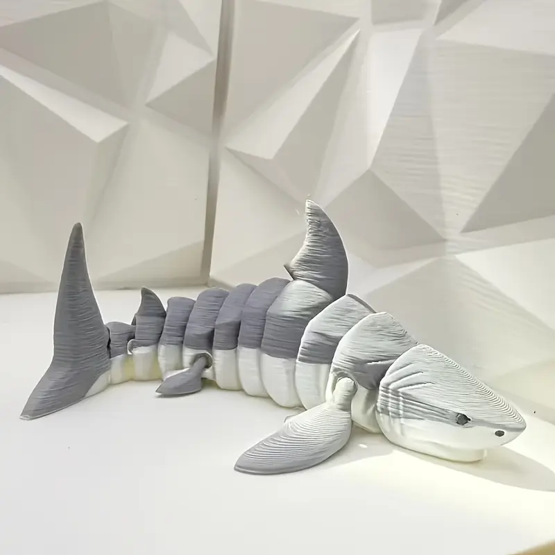 3D Printed Great White Shark Statue Decoration Ornaments Figurines, Multi-joint Movable and Cute, The Best Choice for Holiday Gifts