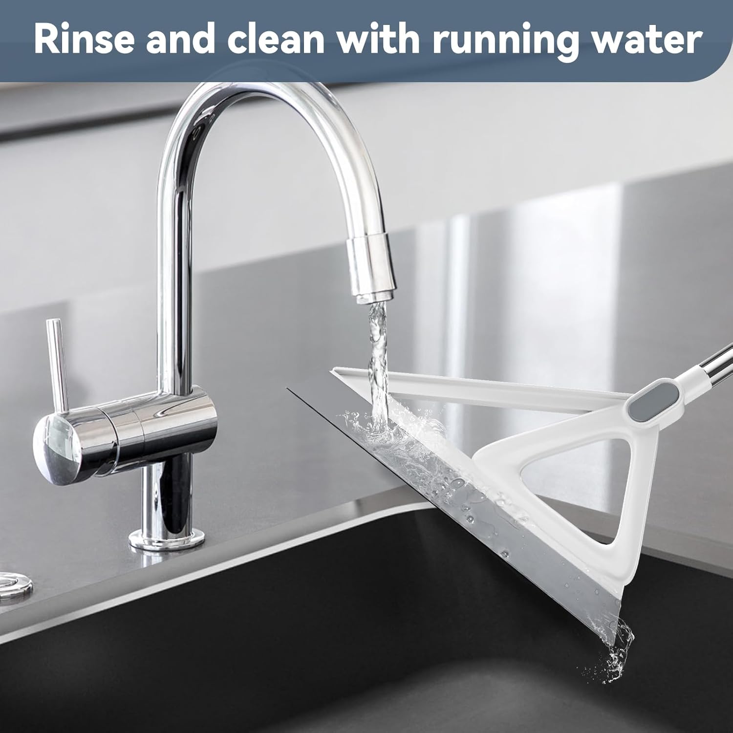 Multifunction Magic Broom,  Broom for Floor, Rubber  Broom for Floor Cleaning, Magic Broom Sweeper for Living Room, Kitchen, Bathroom-Easy Dry The Glass (Grey, 54 INCH)