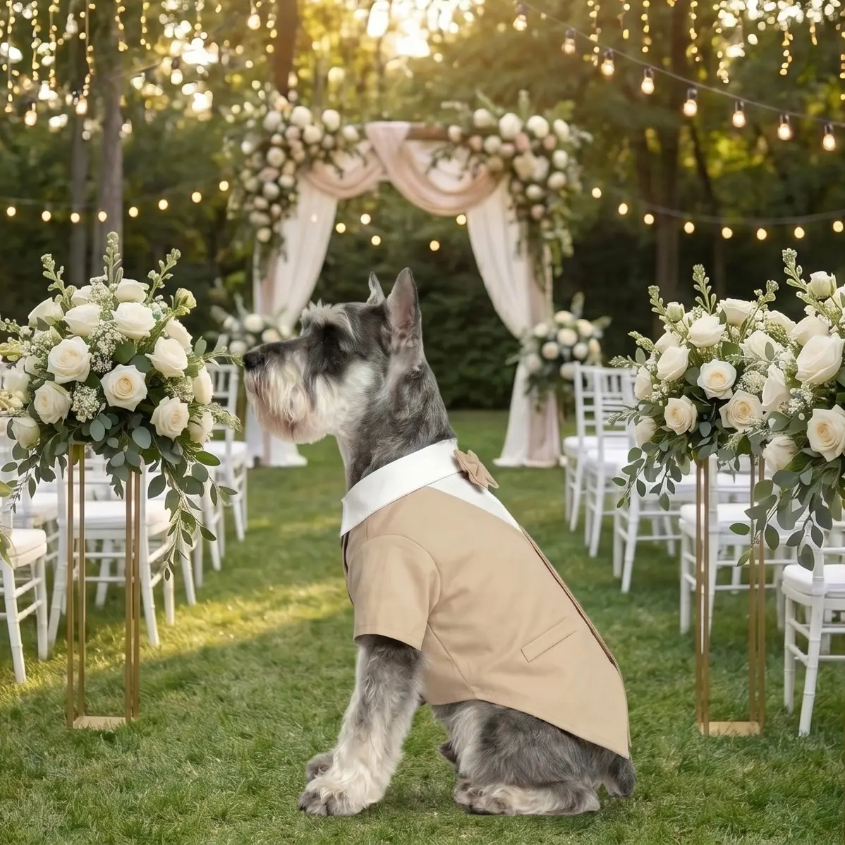 Tuxedo Dog Suit with Bow Tie for Pets, Elegant Wedding Attire for Small to Medium Dogs, Stylish Evening Dress for Special Occasions