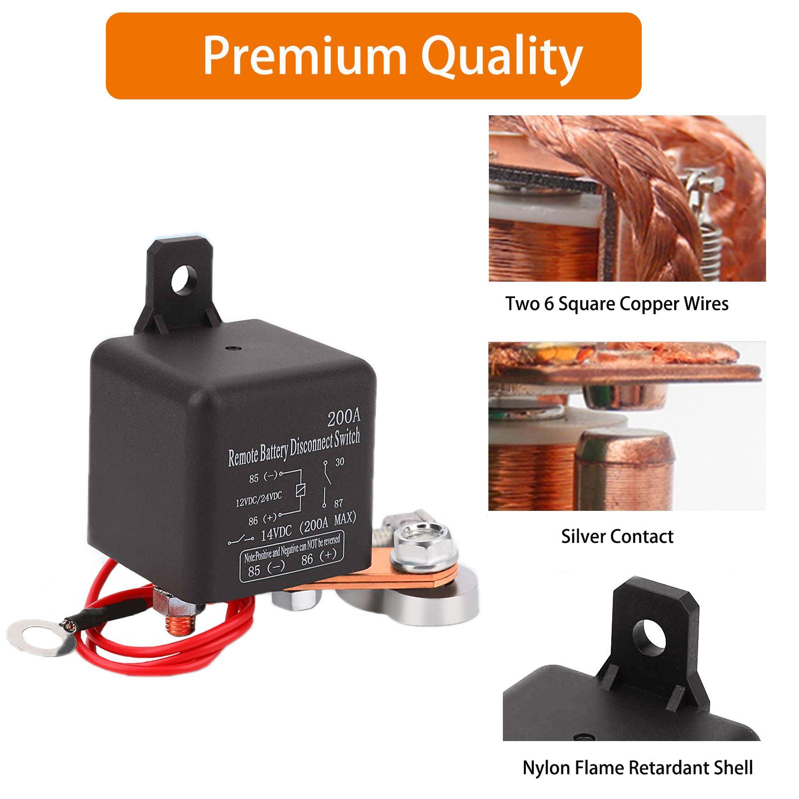 Remote Battery Disconnect Switch 12V 240A, Upgrade Smart Voltage Car Kill Switch Anti-Theft, Prevent Battery Drain, Remote Battery Kill Switch for Car, Truck, RV Flat Installation It can (Only control the battery)