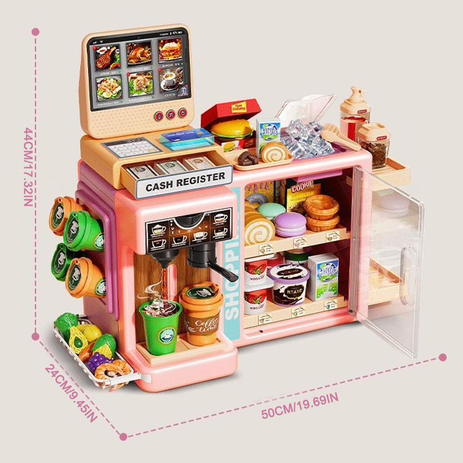Mini Kitchen Playset Toy,75 PCS Play Kitchen with Realistic Steam and Lights, Role Playing Game Pretend Food and Cooking Playset, Mini Kitchen Accessories Set Girls Boys