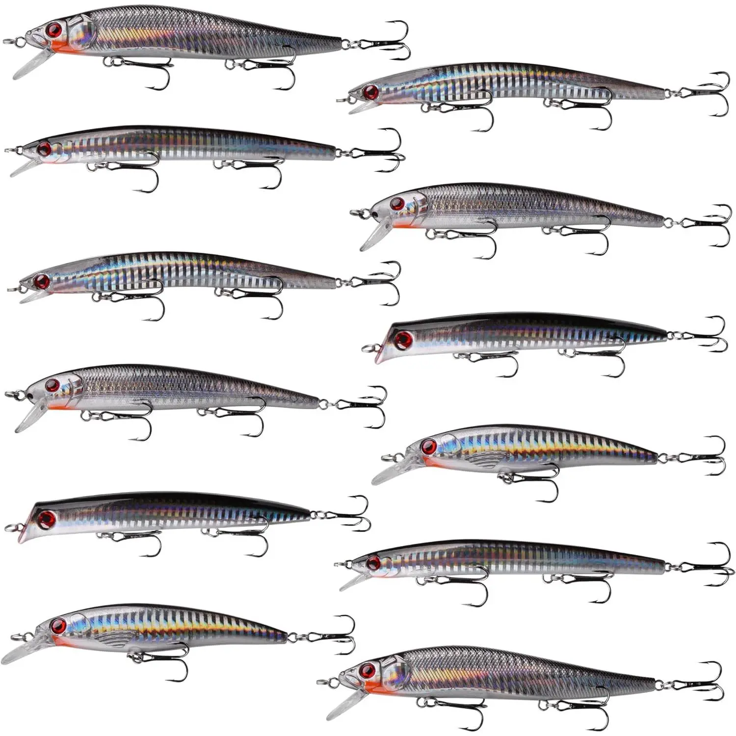 Saltwater Fishing Lure Kit Surf Fishing Popper Minnow Lures Jerkbait Hard Bait Poppers Lure  Striped Plugs Diving Inshore Offshore Ocen Fishing Mackerel Tarpon Barracuda 6PCS/12PCS