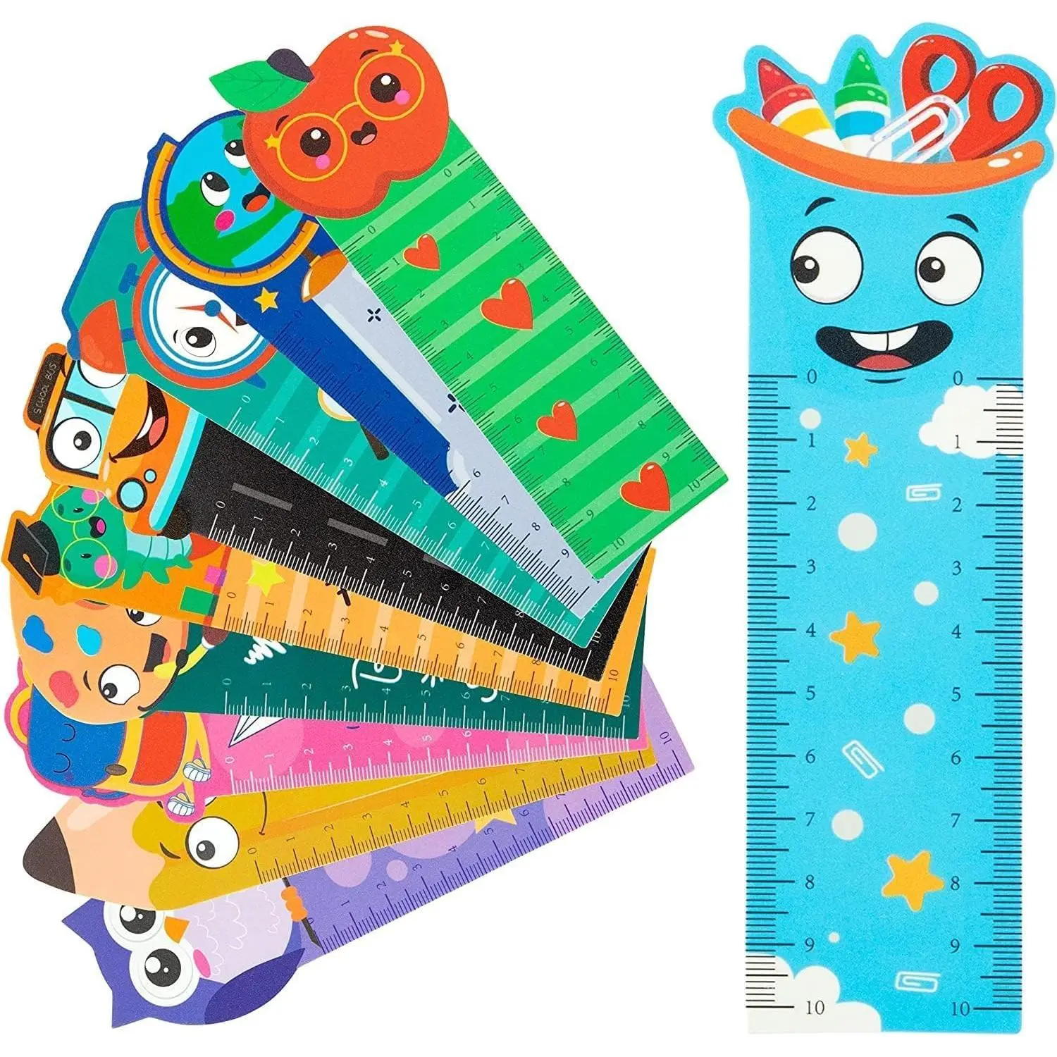 Cute Book Mark Rulers - 100 count  to School Campus Measuring Ruler Bookmark Double-Side Printing Plastic  Book Page Marker for Reading Club Student  Teacher  Birthday