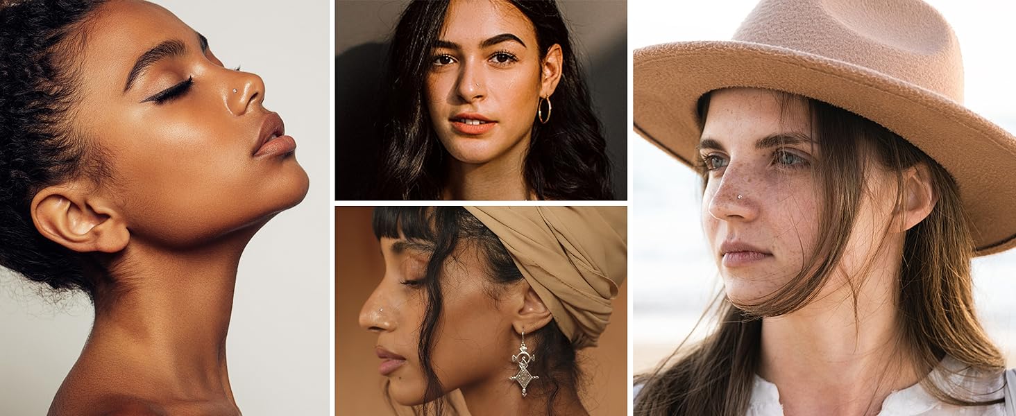 MILACOLATO 925 Sterling Silver Nose Studs, 18G 20G L Shaped Nose Rings,  CZ Hypoallergenic Nose Piercings for Women Men 1.5 2 3MM