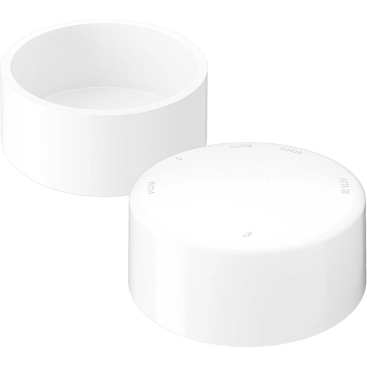 4 Inch White PVC Cap for Standard 4" SCH 40 Pipe, 4.5" OD, 2 Pack