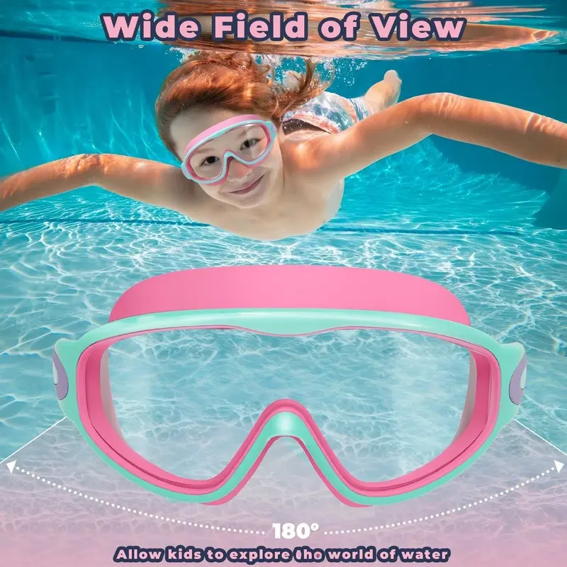 New Anti Fog Kids Swimming Goggles HD Large Frame Silicone Waterproof Ear Plugs Set Top Quality Portable Eyewear Gift for Children Swimming Pool