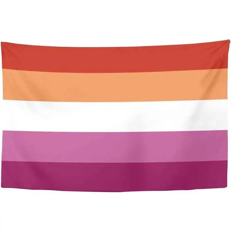 Lesbian Pride Flag Print Synthetic Polyester Tapestry - 60x40 in Bold Colors Unisex Home Decor Wall Hanging, Decorations for Room Tapestry Wall Art, Low-Heat Ironable, Ballproof, Machine Safe, Beach Towel Use Indoor/Outdoor Accessory