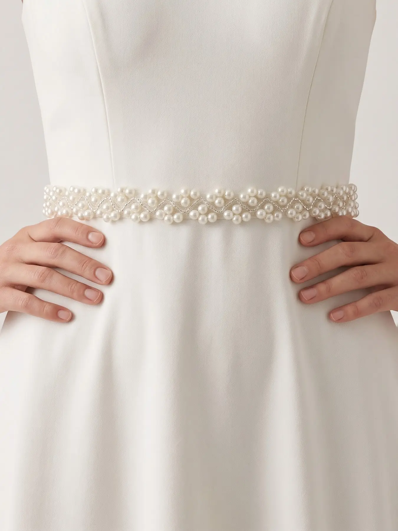 Wave Artificial Pearl Bride Belt, Organza Wedding Garter, Elegant Dress Accessory, Versatile Slimming Chain, All Seasons Wear