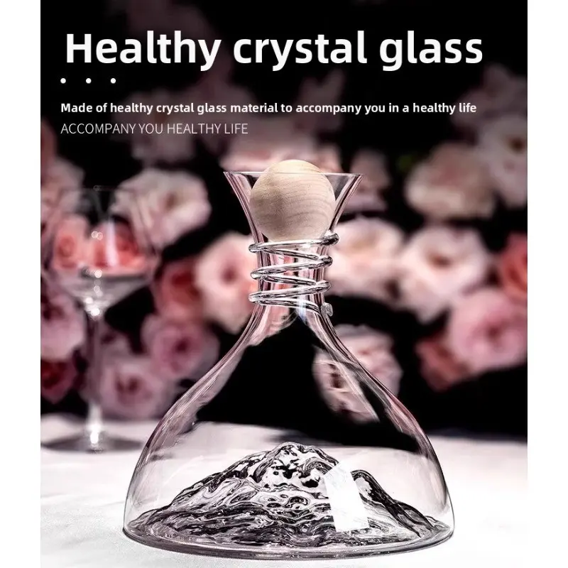 61oz Luxury Lead-Free Crystal Iceberg Wine Decanter, Fast Aerating Wine Carafe, Premium Wine Pourer for Home Bar Party Wedding Gift