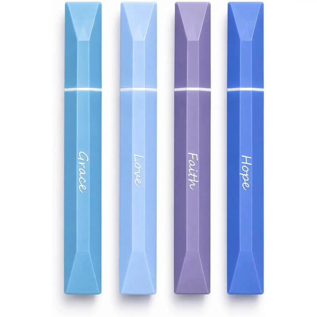 Highlighters  Box Set, No Bleed - Blue - Pastel Highlighters for  Study, Set of 4 Chisel Tip Markers, Christian Journaling Supplies,  for Women & Men
